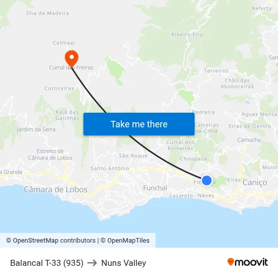 Balancal  T-33 (935) to Nuns Valley map