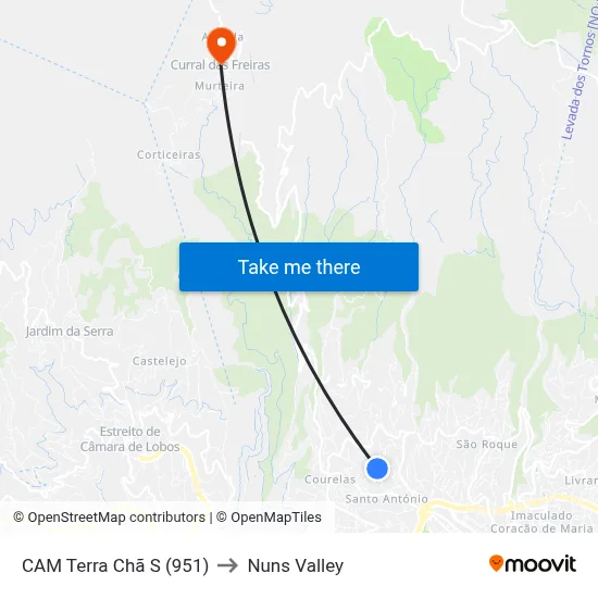 CAM Terra Chã  S (951) to Nuns Valley map