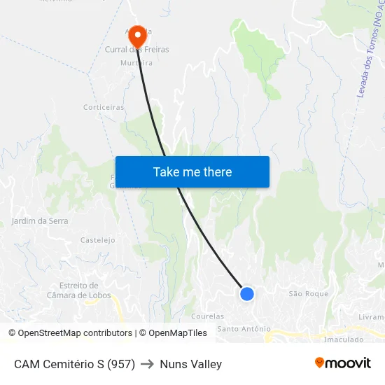 CAM Cemitério  S (957) to Nuns Valley map