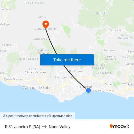 R 31 Janeiro  S (9A) to Nuns Valley map