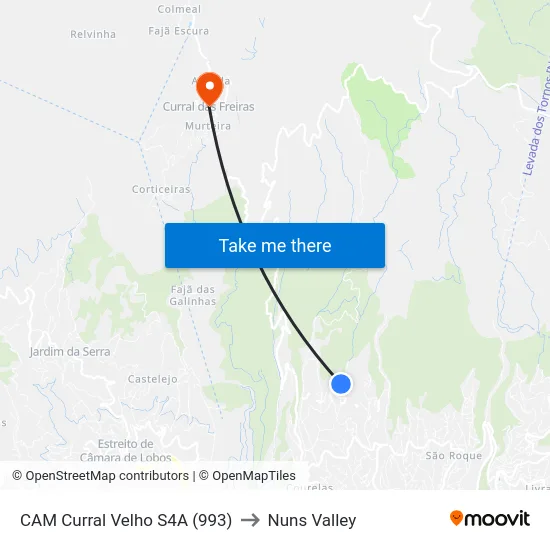 CAM Curral Velho  S4A (993) to Nuns Valley map
