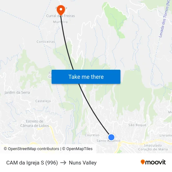 CAM da Igreja  S (996) to Nuns Valley map
