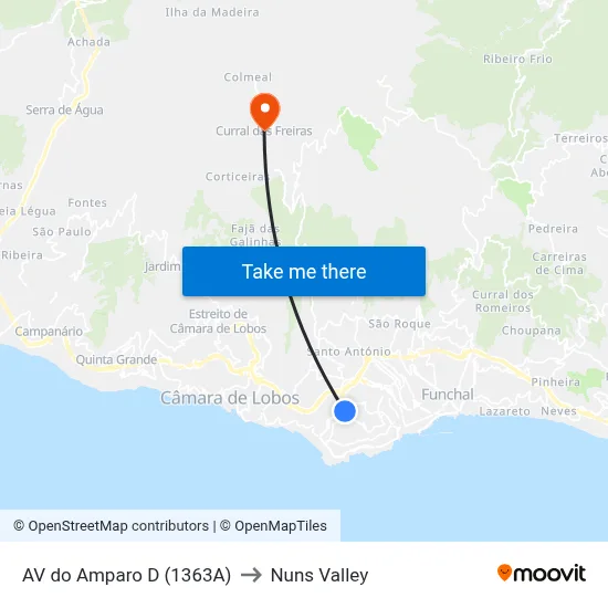 AV do Amparo  D (1363A) to Nuns Valley map