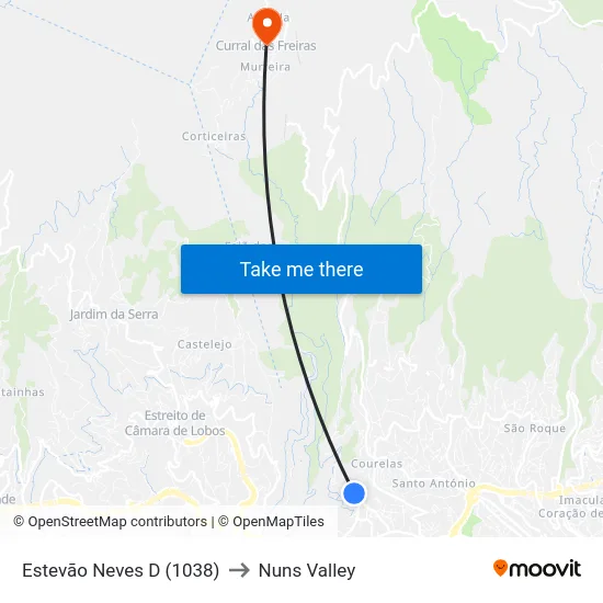 Estevão Neves  D (1038) to Nuns Valley map