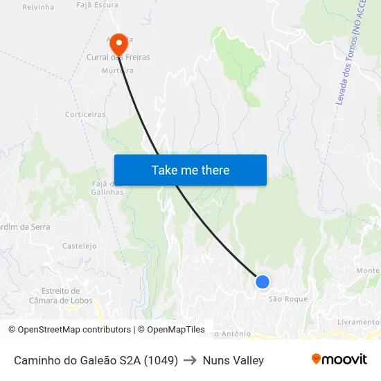 Caminho do Galeão  S2A (1049) to Nuns Valley map