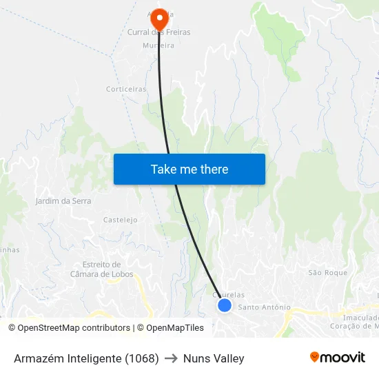 Armazém Inteligente (1068) to Nuns Valley map