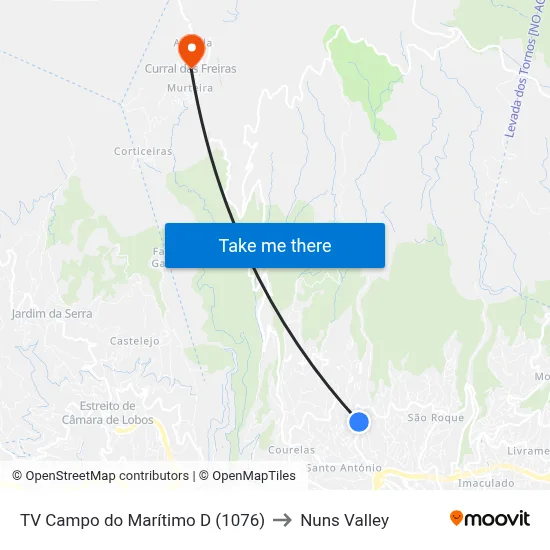 TV Campo do Marítimo  D (1076) to Nuns Valley map