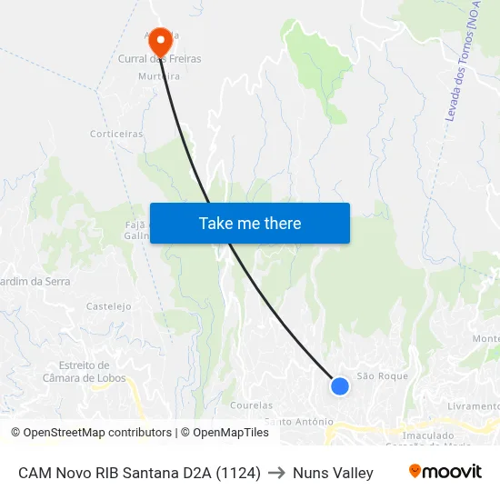 CAM Novo RIB Santana  D2A (1124) to Nuns Valley map