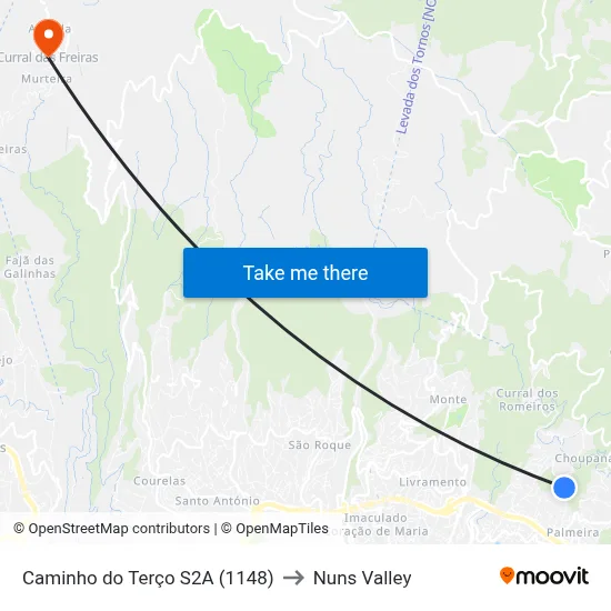 Caminho do Terço  S2A (1148) to Nuns Valley map