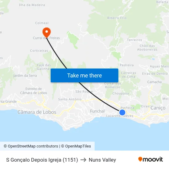 S Gonçalo  Depois Igreja (1151) to Nuns Valley map