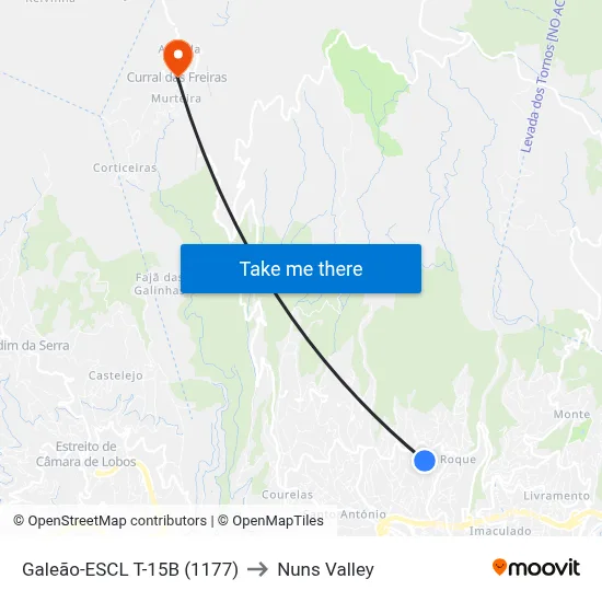 Galeão-ESCL  T-15B (1177) to Nuns Valley map