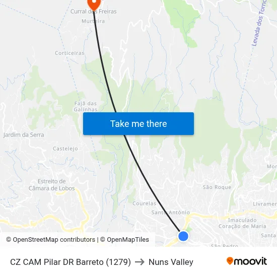 CZ CAM Pilar DR Barreto (1279) to Nuns Valley map