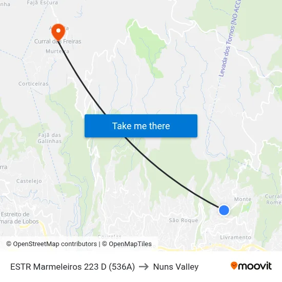 ESTR Marmeleiros 223  D (536A) to Nuns Valley map
