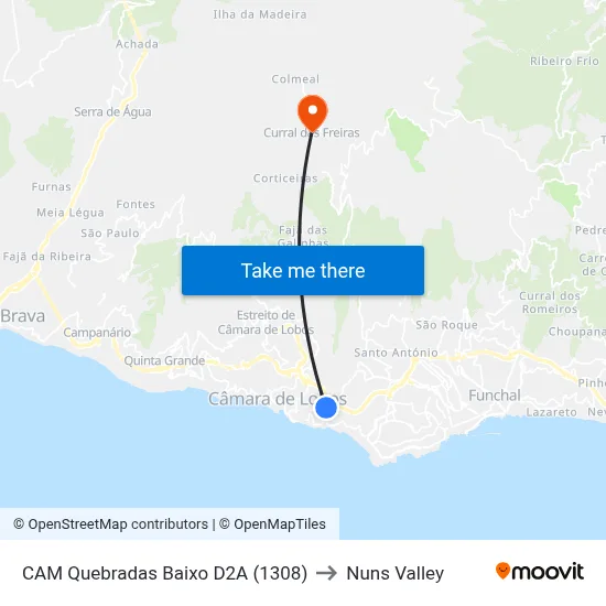 CAM Quebradas Baixo  D2A (1308) to Nuns Valley map