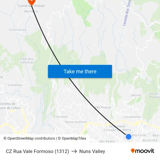 CZ Rua Vale Formoso (1312) to Nuns Valley map