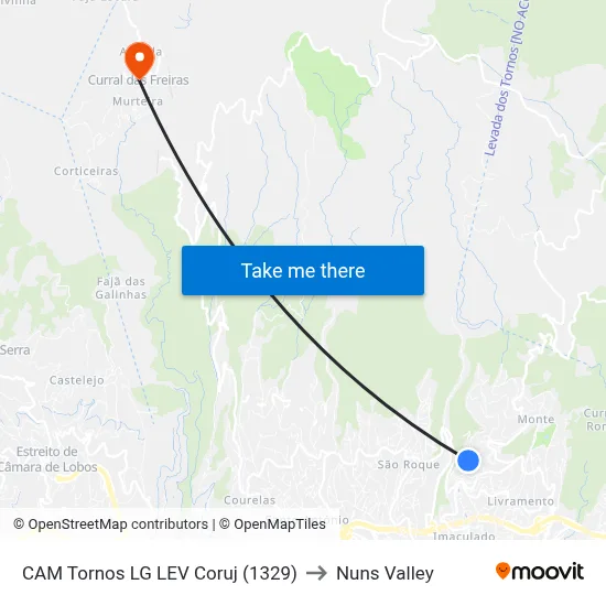 CAM Tornos  LG LEV Coruj (1329) to Nuns Valley map