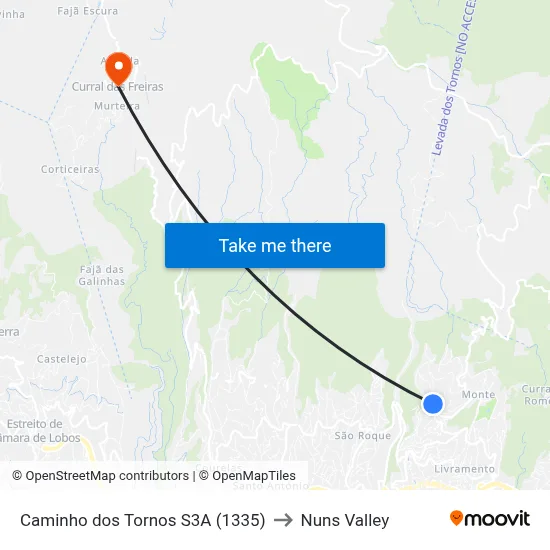 Caminho dos Tornos  S3A (1335) to Nuns Valley map