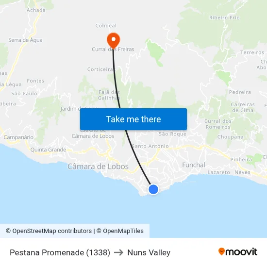Pestana Promenade (1338) to Nuns Valley map
