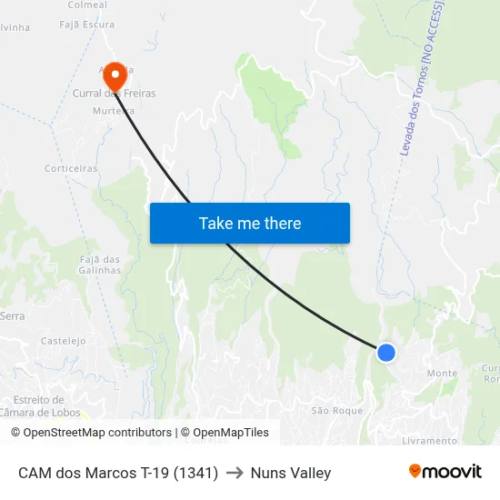 CAM dos Marcos  T-19 (1341) to Nuns Valley map