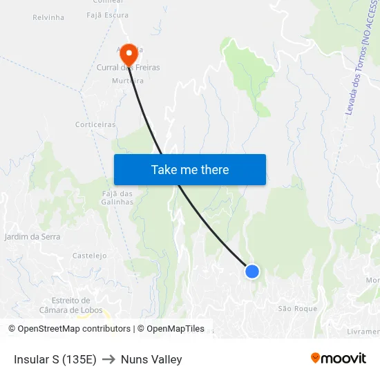 Insular  S (135E) to Nuns Valley map
