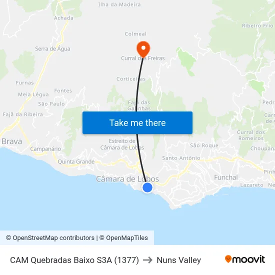 CAM Quebradas Baixo  S3A (1377) to Nuns Valley map