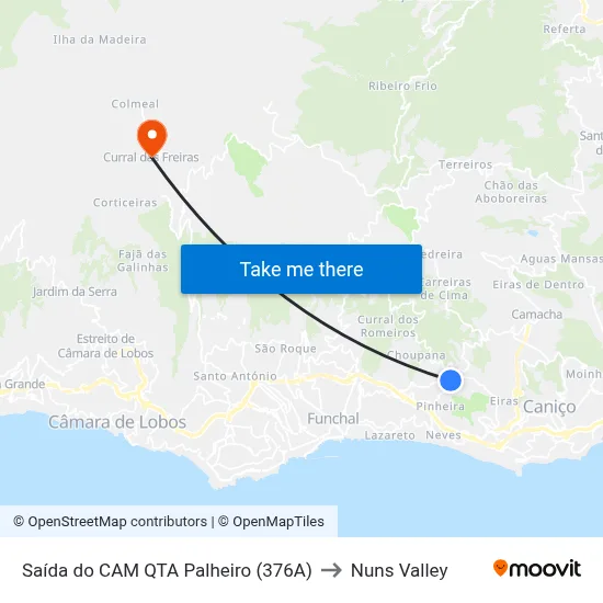 Saída do CAM QTA Palheiro (376A) to Nuns Valley map