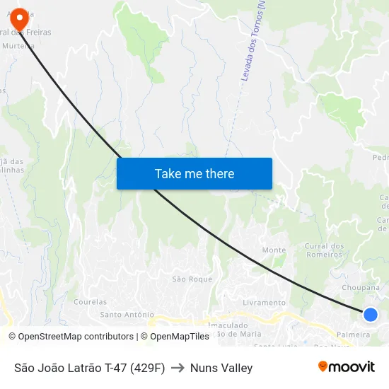 São João Latrão  T-47 (429F) to Nuns Valley map