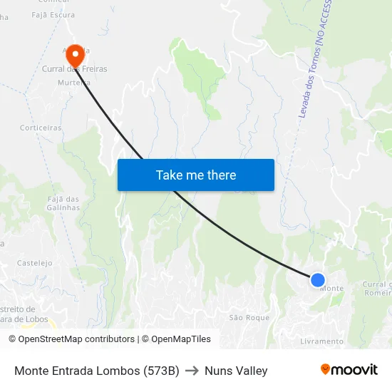 Monte  Entrada Lombos (573B) to Nuns Valley map
