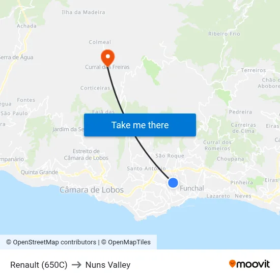 Renault (650C) to Nuns Valley map