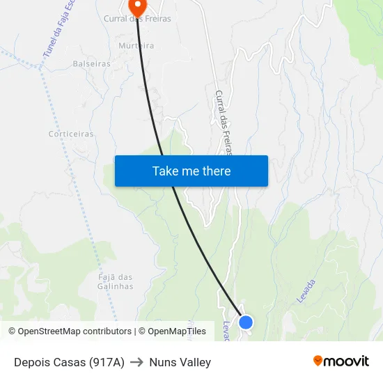 Depois Casas (917A) to Nuns Valley map