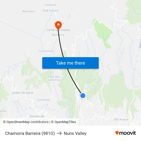 Chamorra Barreira (981G) to Nuns Valley map
