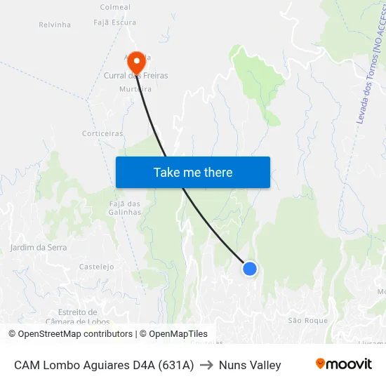 CAM Lombo Aguiares  D4A (631A) to Nuns Valley map