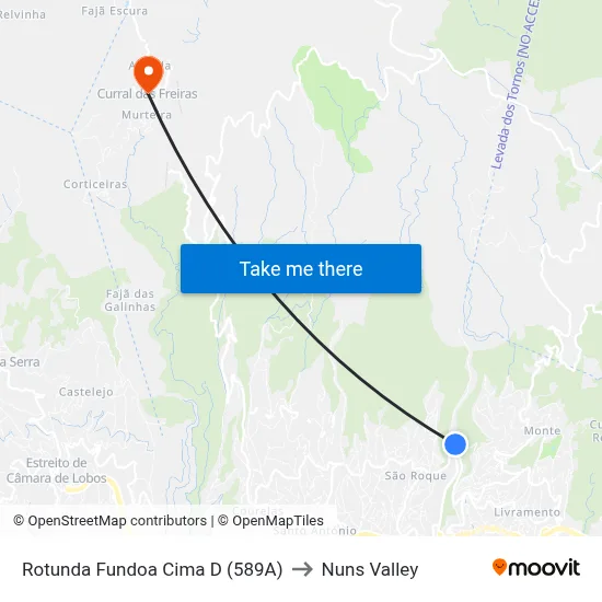 Rotunda  Fundoa Cima  D (589A) to Nuns Valley map