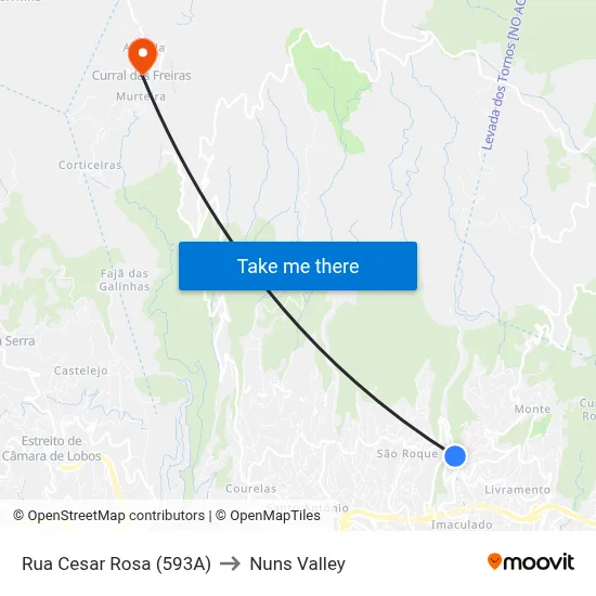 Rua Cesar Rosa (593A) to Nuns Valley map