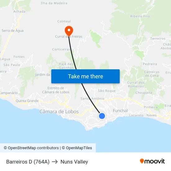 Barreiros  D (764A) to Nuns Valley map