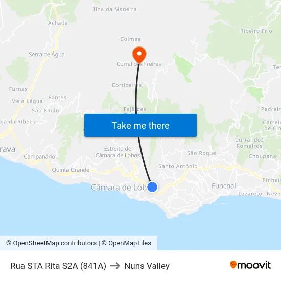 Rua STA Rita  S2A (841A) to Nuns Valley map