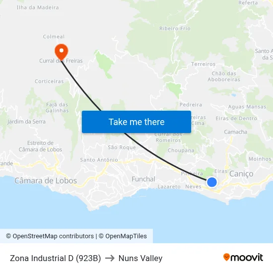 Zona Industrial  D (923B) to Nuns Valley map