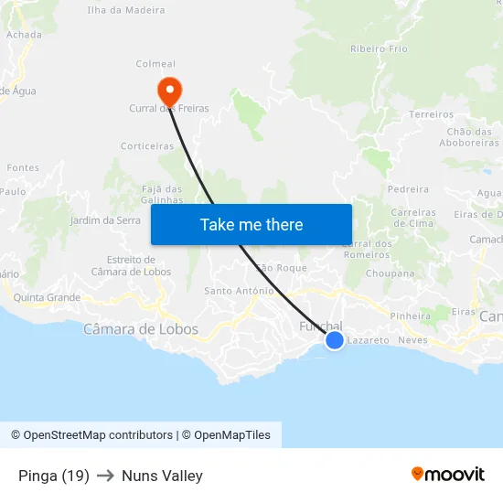 Pinga (19) to Nuns Valley map