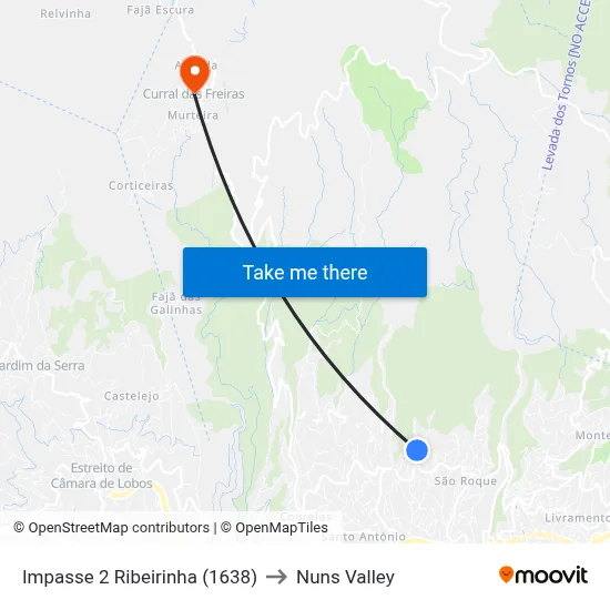 Impasse 2 Ribeirinha (1638) to Nuns Valley map