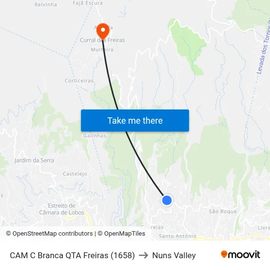 CAM C Branca QTA Freiras (1658) to Nuns Valley map