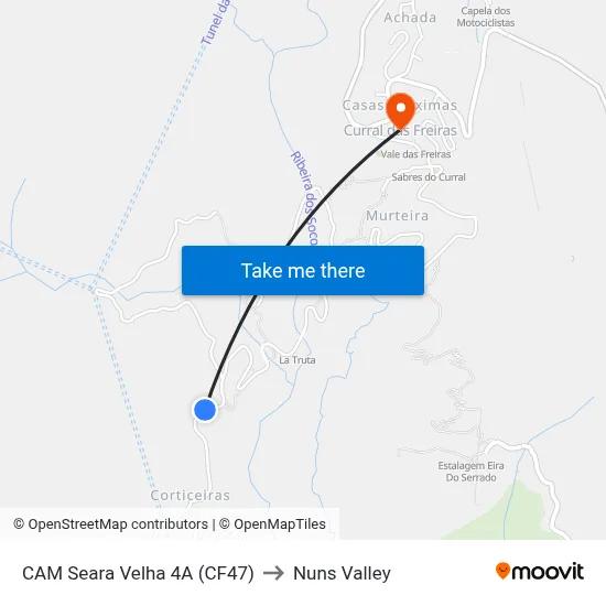 CAM Seara Velha  4A (CF47) to Nuns Valley map