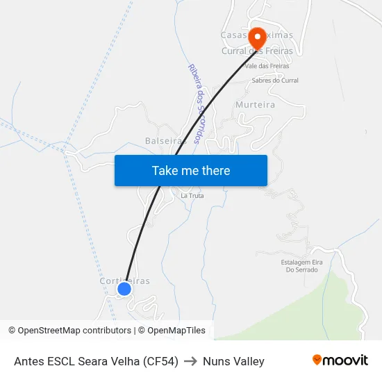 Antes ESCL Seara Velha (CF54) to Nuns Valley map