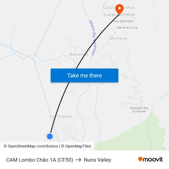 CAM Lombo Chão  1A (CF50) to Nuns Valley map