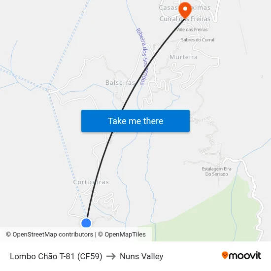 Lombo Chão  T-81 (CF59) to Nuns Valley map