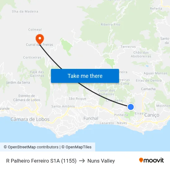 R Palheiro Ferreiro  S1A (1155) to Nuns Valley map