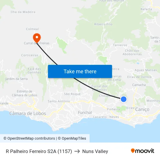 R Palheiro Ferreiro  S2A (1157) to Nuns Valley map