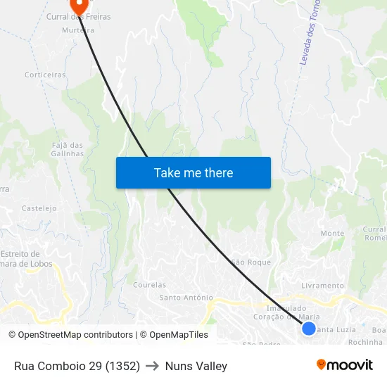 Rua Comboio  29 (1352) to Nuns Valley map