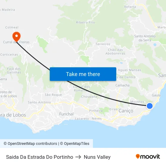 Saida Da Estrada Do Portinho to Nuns Valley map