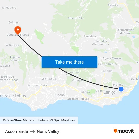 Assomanda to Nuns Valley map