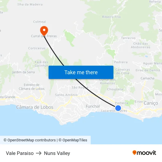 Vale Paraiso to Nuns Valley map